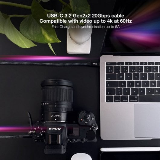 Nanocable Cable USB 3.2 Gen2x2 20Gbps 5A/100W 4K/60Hz USB-C Macho/Macho 1.5m Verde Azulado/Negro