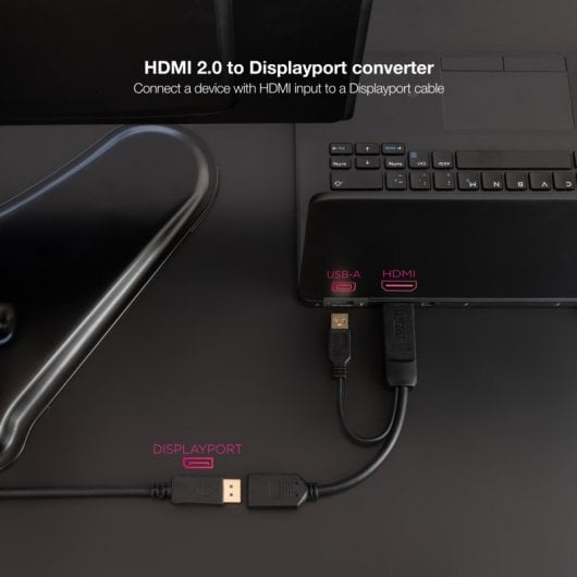 Convertitore nanocavo HDMI 2.0 a DisplayPort V1.2 20 cm Nero