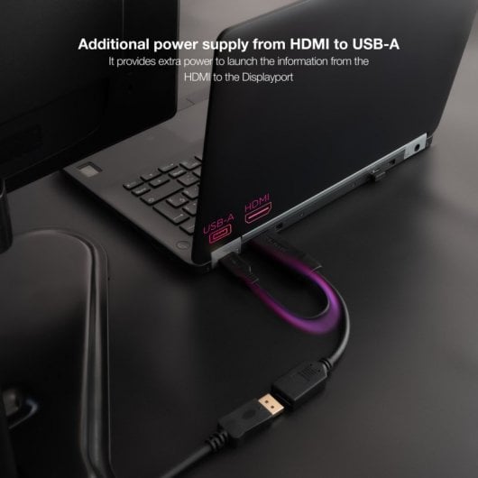 Convertitore nanocavo HDMI 2.0 a DisplayPort V1.2 20 cm Nero