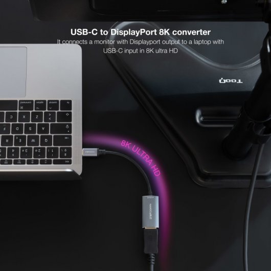Nanocable Cabo Conversor USB Tipo-C Macho para DisplayPort Fêmea 15cm Cinzento