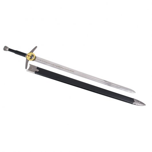 Amont Replik des Schwertes von Geralt De Rivia The Witcher mit schwarzer Lederscheide, 121,5 cm