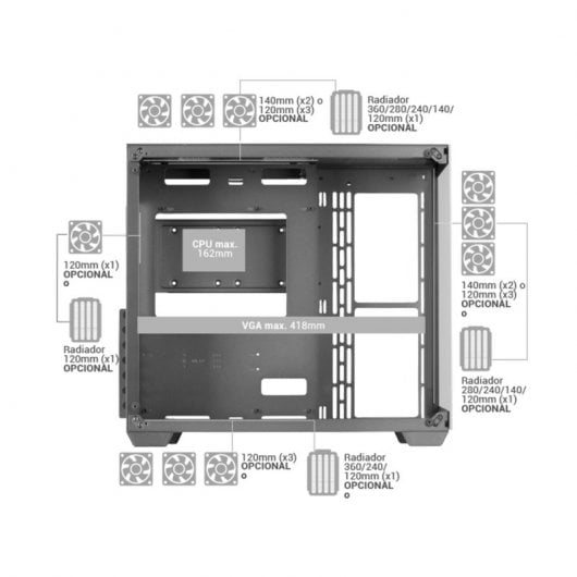 Mars Gaming MCV4 Torre XXL E-ATX Vidro Temperado Lateral e Frontal Sem Moldura Branca	
