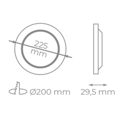 Iglux IG-54-18W-F Downlight Circolare 225x29,5mm 18W 1720 Lumen 6000ºK Bianco