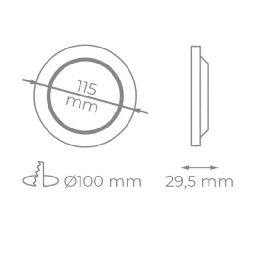 Iglux IG-54-7R-F kreisförmiges Downlight, 115 x 29,5 mm, 7 W, 640 Lumen, 6000 K, Weiß