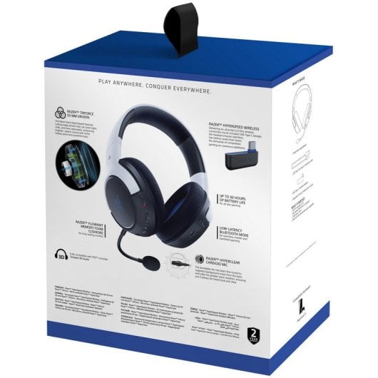 Casque de jeu sans fil Razer Kaira HyperSpeed pour PS4/PS5 Blanc