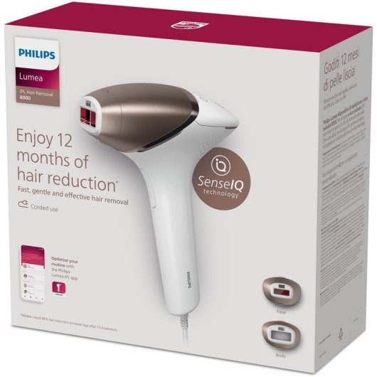 Épilateur Lumière Pulsée Philips Lumea IPL 8000 Series BRI945/00 5 Niveaux 2 Têtes