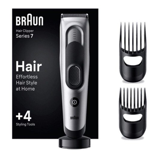 Tondeuse Homme Braun HC7390 sans Fil 17 Longueurs 50min 2 Sabots Lavable