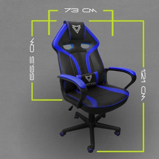 Chaise gaming VIZZIO Nayade V2 noire/bleue ergonomique, dossier inclinable, 150 kg