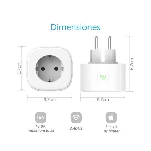 Prise intelligente Meross MSS210 EU Wi-Fi Commande vocale Programmation automatique