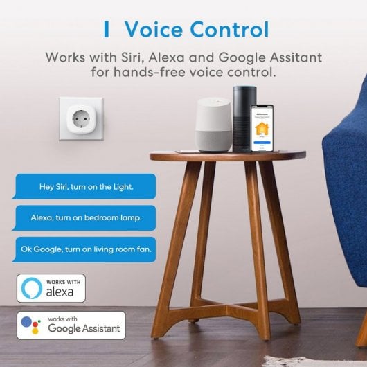 Meross MSS210 EU Enchufe Inteligente 16A 3680W Compatible con Apple HomeKit/Google/Alexa