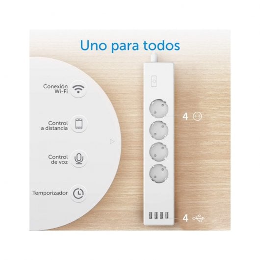 Meross MSS425FHK EU Regleta Inteligente 4 Tomas + 4 USB Compatible con Apple HomeKit/Google/Alexa