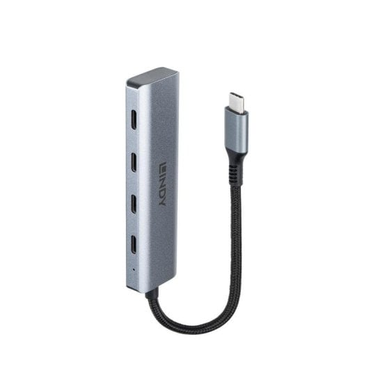 Hub USB-C 4 portas 10Gbps Alumínio Cinzento Compacto La Casa de las Carcasas