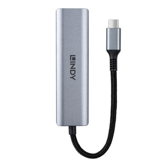 Hub USB-C 4 portas 10Gbps Alumínio Cinzento Compacto La Casa de las Carcasas