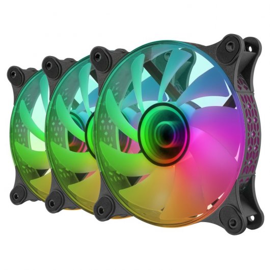 Mars Gaming MF-3DKIT Kit 3x Ventoinhas ARGB 12cm Espelho Infinito Pretas