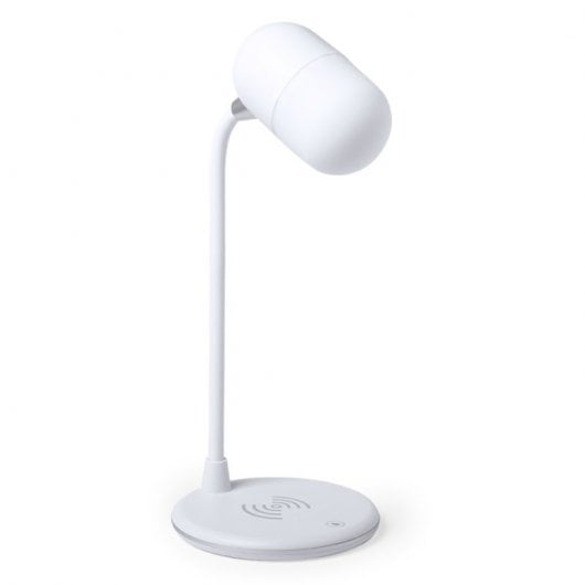 Klack Candeeiro de Mesa com Carregador Qi e Altifalante Bluetooth Branco
