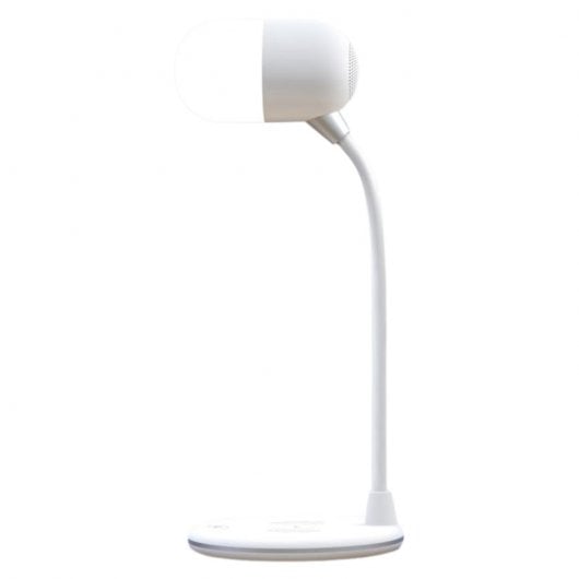 Klack Candeeiro de Mesa com Carregador Qi e Altifalante Bluetooth Branco