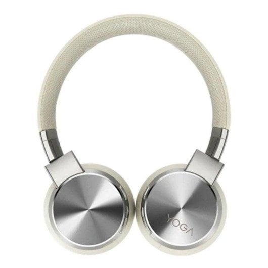 Auriculares Lenovo Yoga sem fios Bluetooth com Cancelamento Ativo de Ruído, microfone e cabo USB-C, cor mica branco