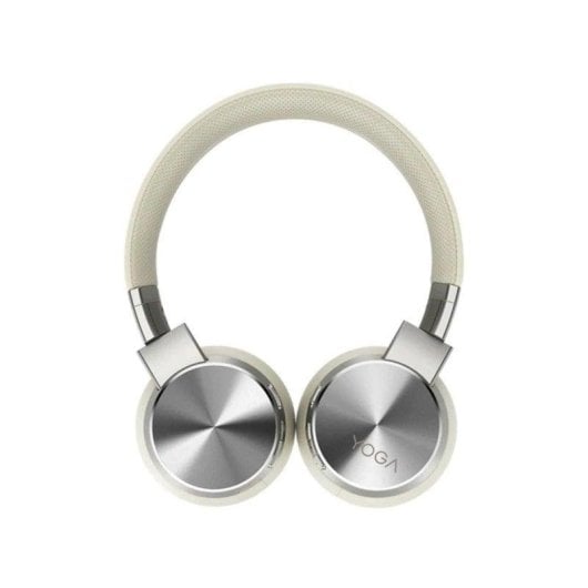 Auriculares Lenovo Yoga sem fios Bluetooth com Cancelamento Ativo de Ruído, microfone e cabo USB-C, cor mica branco