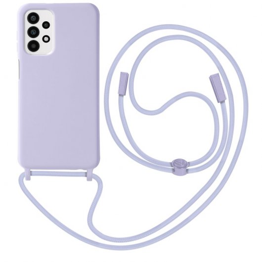 Avizar Funda Cordón Semi Rígida con Collar 80cm Morado para Samsung Galaxy A23 5G/M23/M13