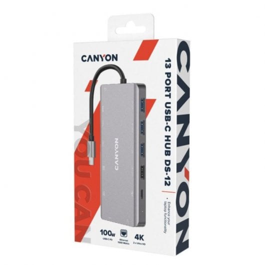 Canyon DS-12 Docking Station USB-C Multipuerto 13 en 1 Gris