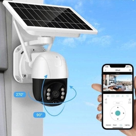 Câmera de vigilância Klack 5MP Visão Noturna Externa Painel Solar Áudio Bidirecional