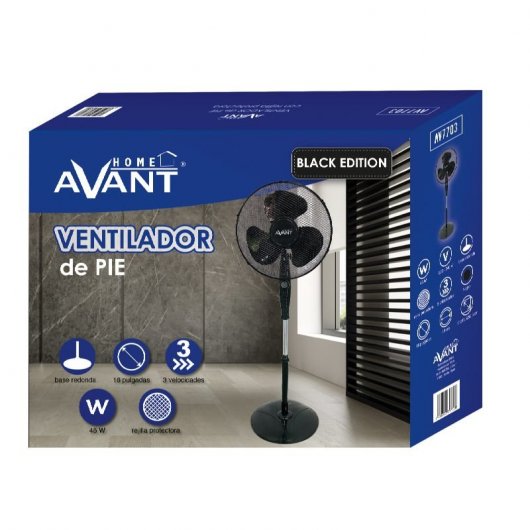 Avant AV7703BLACK Ventilateur sur pied oscillant 45W 40cm Noir