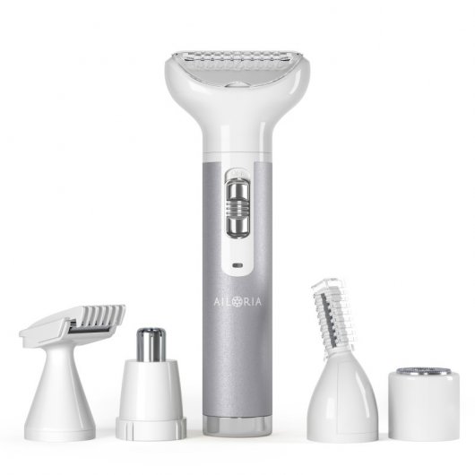 Ailoria Evapore 5-in-1 USB-Epilierer-Set mit verschiedenen Köpfen (Silber)