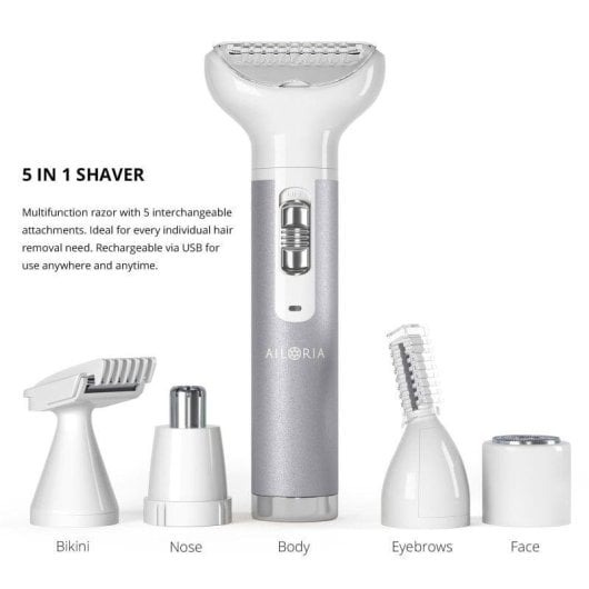 Damenrasierer Ailoria Evapore Kabellos 1 Stufe 5 Aufsätze Kompakt