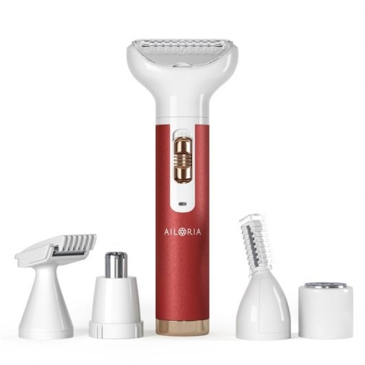 Ailoria Evapore Set Depiladora USB con Diferentes Cabezales Rojo