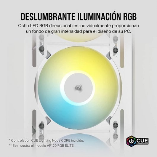 Corsair AF120 RGB Slim Kit da 2 Ventole con Cuscinetto Fluido Dinamico PWM 120 mm Bianco