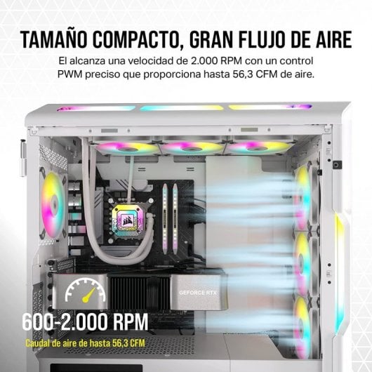Corsair AF120 RGB Slim Kit da 2 Ventole con Cuscinetto Fluido Dinamico PWM 120 mm Bianco