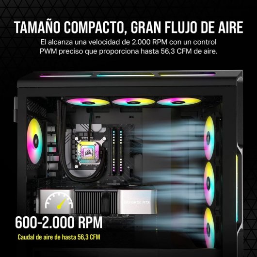 Corsair AF120 RGB Slim Ventilador con Rodamiento Dinámico de Fluidos PWM 120 mm Negro