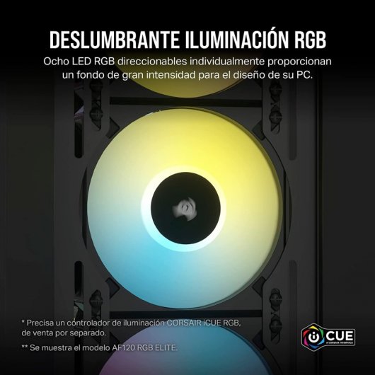 Corsair AF120 RGB Slim Ventilador con Rodamiento Dinámico de Fluidos PWM 120 mm Negro