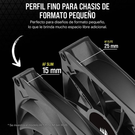 Corsair AF120 RGB Slim Ventilador con Rodamiento Dinámico de Fluidos PWM 120 mm Negro