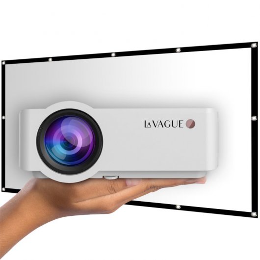 La Vague LV-HD320 Bundle Proyector LED HD 2500 Lúmenes + Pantalla 2.21x1.25m