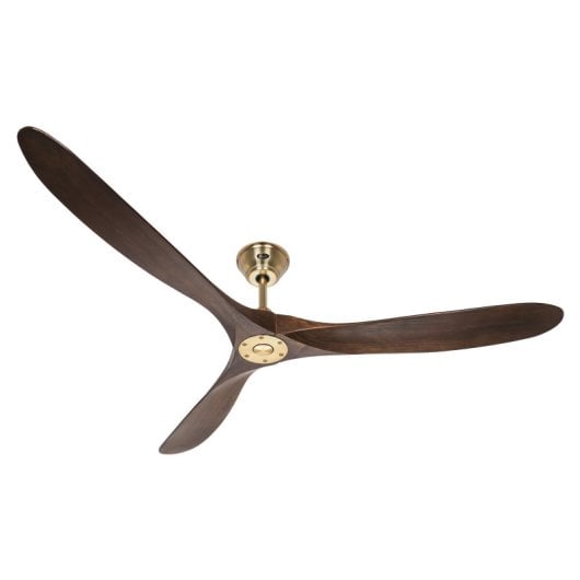 CasaFan Eco Genuine 318021 Deckenventilator mit Fernbedienung, 30 W, 180 cm, poliertes Messing/Naturholz