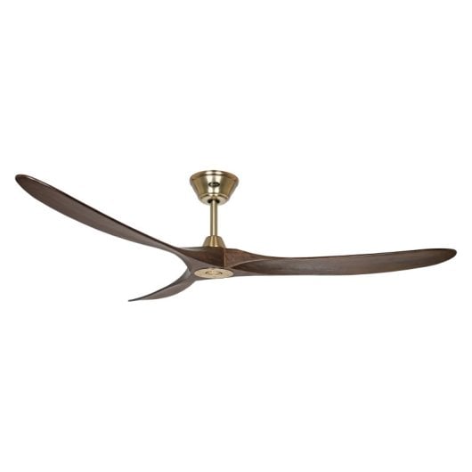 CasaFan Eco Genuine 318021 Deckenventilator mit Fernbedienung, 30 W, 180 cm, poliertes Messing/Naturholz