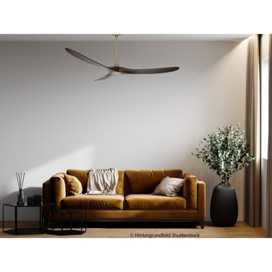 CasaFan Eco Genuine 318021 Deckenventilator mit Fernbedienung, 30 W, 180 cm, poliertes Messing/Naturholz