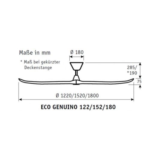 CasaFan 312222 Eco Véritable Ventilateur de Plafond 7W 152cm Laiton Antique/Bois Naturel