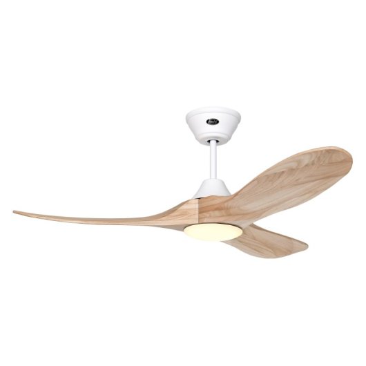 CasaFan Eco Genuino-L 122 MW-NT Deckenventilator mit Licht und Fernbedienung, 17 W, 122 cm, Holz/Weiß
