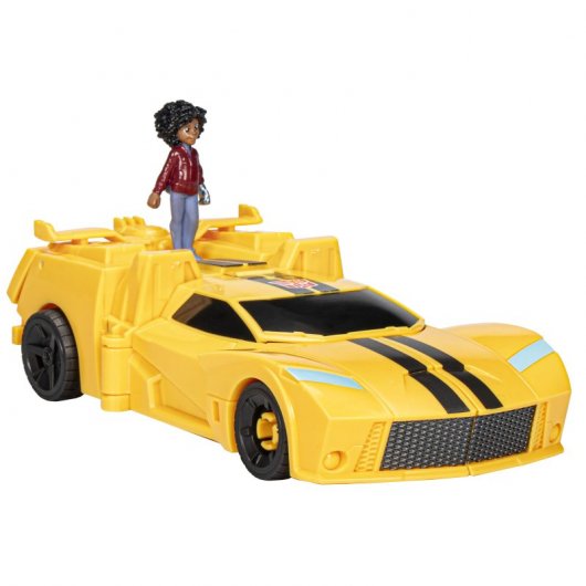 Hasbro Original Transformers Earthspark Cambiador de Giro Bumblebee y Mo Malto