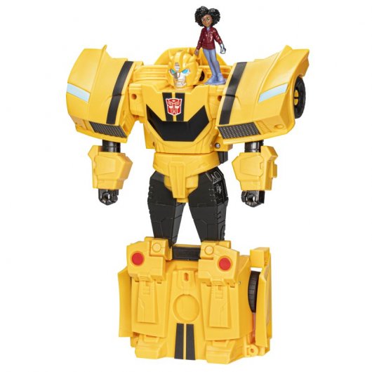 Transformers - EarthSpark, action figure di Bumblebee Spin Changer con action figure di Mo Malto