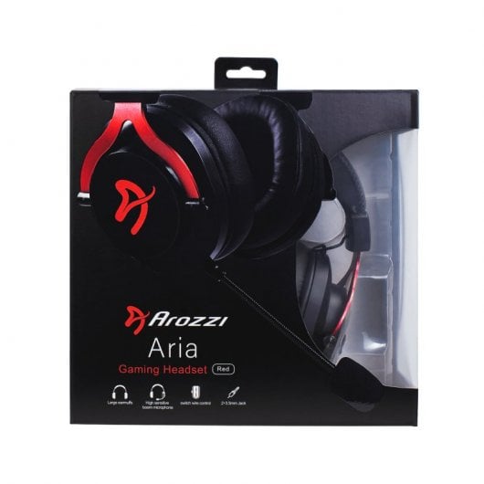 Arozzi Aria Casque Avec fil Arceau Jouer Noir, Rouge