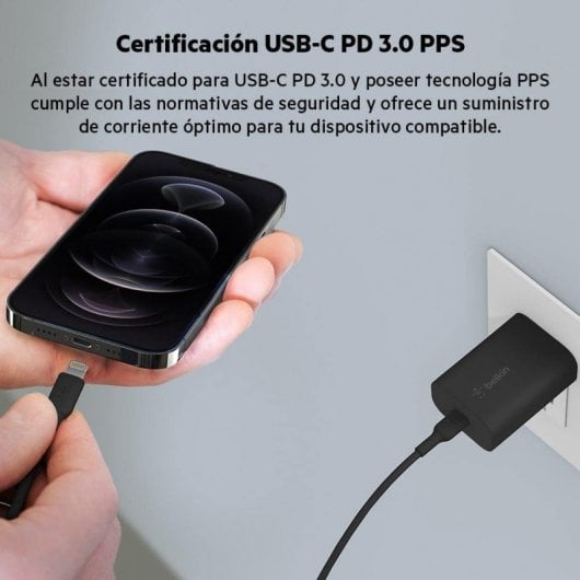 Belkin BoostCharge Cargador de Pared USB-C PD 3.0 PPS 25 W Negro