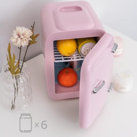 Flamingueo Mini Réfrigérateur 4L 12V/220V Fonction Chaud et Froid Rose