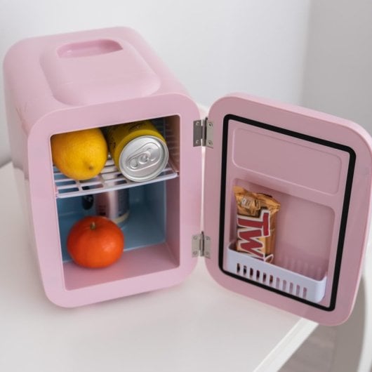 Flamingueo Mini Réfrigérateur 4L 12V/220V Fonction Chaud et Froid Rose