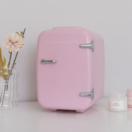 Flamingueo Mini Réfrigérateur 4L 12V/220V Fonction Chaud et Froid Rose
