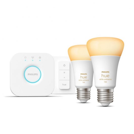 Philips Hue Starter Kit 2 lampadine intelligenti E27 (1100) + dimmer