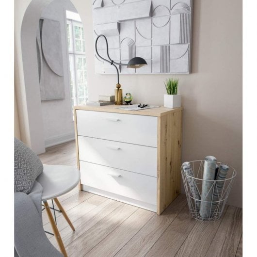 Home Heavenly Cory Escritorio Multifuncion con 3 Cajones Roble/Blanco