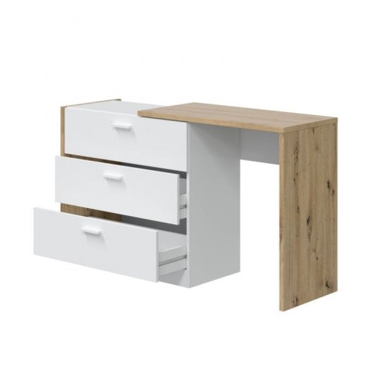 Home Heavenly Cory Escritorio Multifuncion con 3 Cajones Roble/Blanco